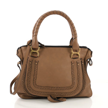 Chloe Marcie Braided Satchel Leather Medium Brown 409118