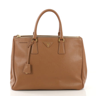 Prada Double Zip Lux Tote Saffiano Leather Large Neutral 409119