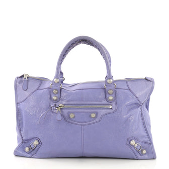 Balenciaga Work Giant Studs Bag Leather Purple 409152