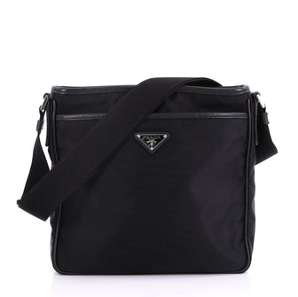 Prada Zip Messenger Bag Tessuto Medium Black 409172