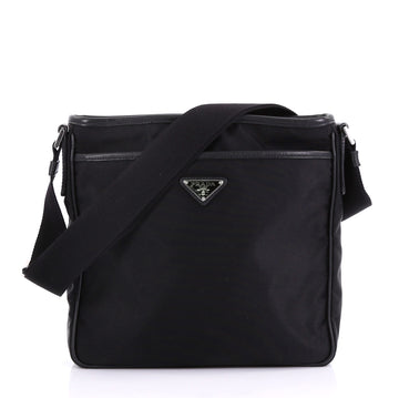 Prada Zip Messenger Bag Tessuto Medium Black 409172