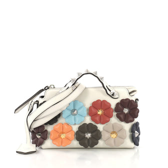 Fendi By The Way Satchel Floral Embellished Leather Mini 409181