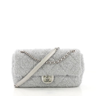 Chanel CC Chain Flap Bag Quilted Knit Pluto Glitter Medium 409191