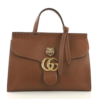 Gucci GG Marmont Animalier Top Handle Bag Leather Medium 409251
