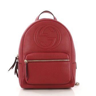 Gucci Soho Chain Backpack Leather Red 409271