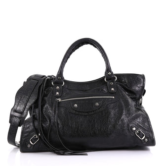 Balenciaga City Classic Studs Bag Leather Medium Black 409321