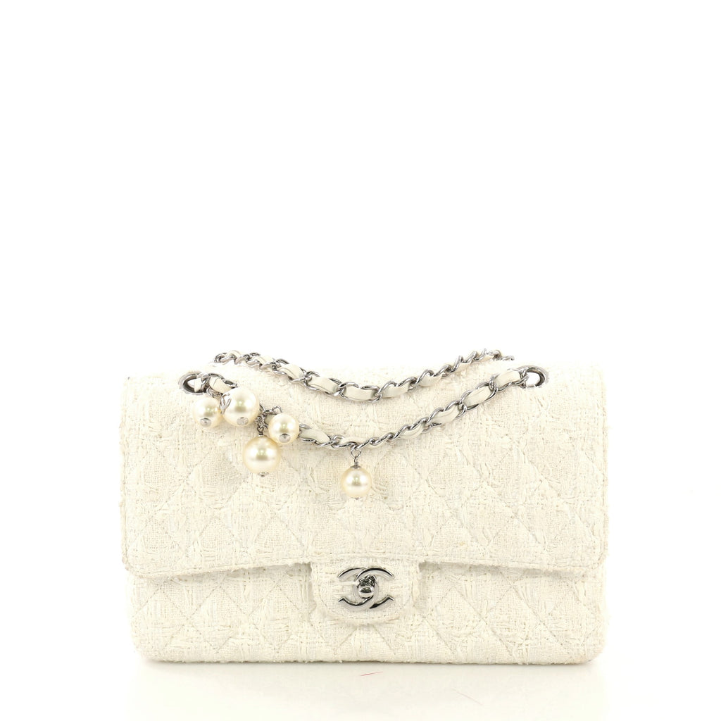 Chanel Vintage Pearl Chain Classic Double Flap Bag Quilted 409357