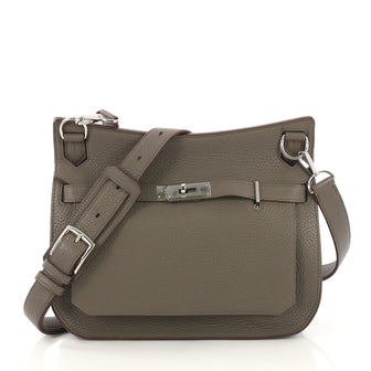 Hermes Jypsiere Handbag Clemence 28 Gray 409391