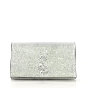 Saint Laurent Belle de Jour Clutch Leather Large Silver 409441