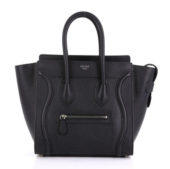 Celine Luggage Handbag Grainy Leather Micro Black 409511