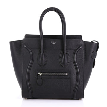 Celine Luggage Handbag Grainy Leather Micro Black 409511