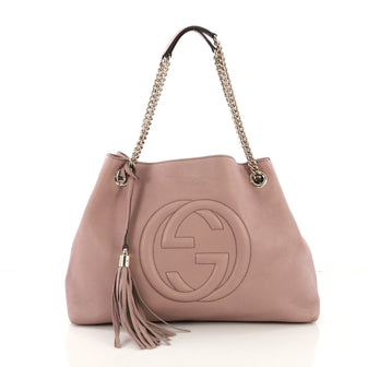 Gucci Soho Chain Strap Shoulder Bag Leather Medium Pink 409575
