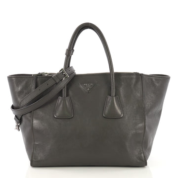 Prada Twin Pocket Tote Glace Calf Medium Gray 409625