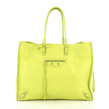 Balenciaga Papier A4 Zip Around Classic Studs Bag Leather Green 409628