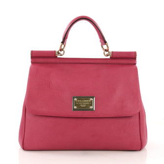 Dolce & Gabbana Miss Sicily Handbag Leather Large Pink 409701
