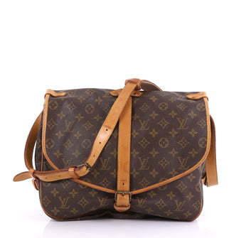 Louis Vuitton Saumur Handbag Monogram Canvas MM Brown 4097734