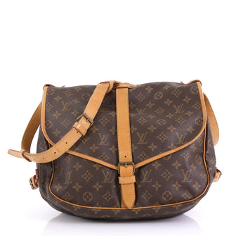 Louis Vuitton Saumur Handbag Monogram Canvas MM Brown 4097744