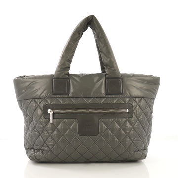 Chanel Coco Cocoon Zipped Tote Quilted Nylon Large Gray 4097756