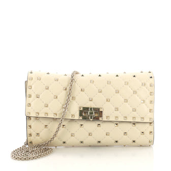 Valentino Rockstud Spike Wallet on Chain Quilted Leather 409781