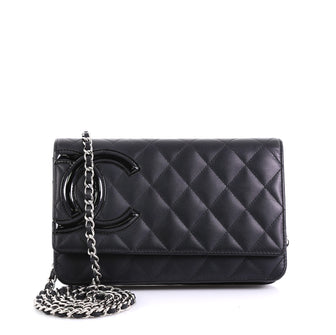 Chanel Cambon Wallet on Chain Quilted Leather Black 410032