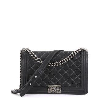 Chanel Model: Boy Flap Bag Quilted Iridescent Calfskin New Medium  Black 41010/102