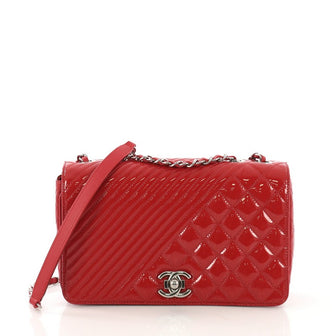 Chanel Coco Boy Flap Bag Quilted Patent Medium Red 41010106
