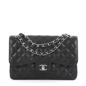 Chanel Model: Classic Double Flap Bag Quilted Caviar Jumbo Black 41010/110
