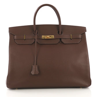 Hermes Birkin Handbag Brown Ardennes with Gold Hardware 40 - Rebag