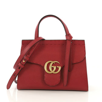 Gucci GG Marmont Top Handle Bag Leather Mini Red 4101032