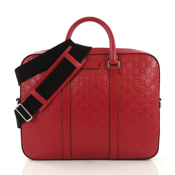 Gucci Convertible Briefcase Guccissima Leather Medium Red 4101036