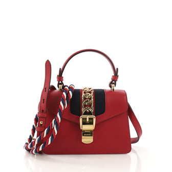 Gucci Sylvie Top Handle Bag Leather Mini Red 4101038