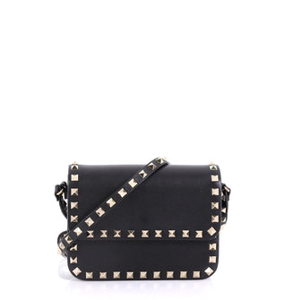 Valentino Rockstud Flap Crossbody Bag Leather Small Black 4101043