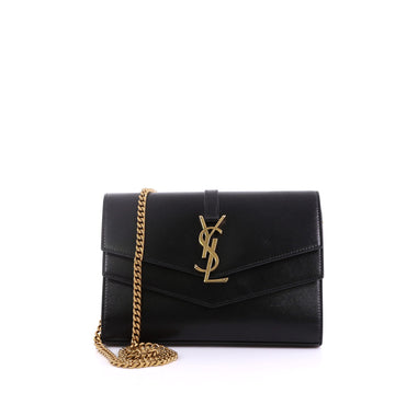 Saint Laurent Sulpice Chain Wallet Leather Black 4101050