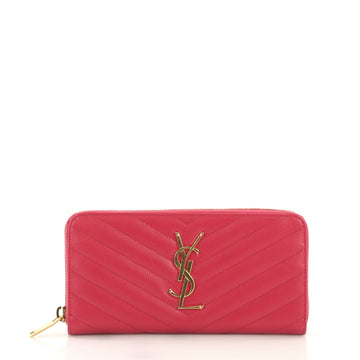 Saint Laurent Classic Monogram Zip Around Wallet Matelasse 4101057