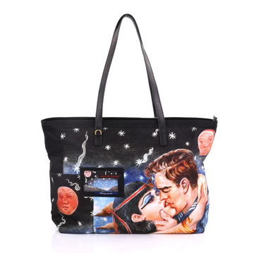 Prada Impossible True Love Tote Printed Tessuto Large Black 4101064
