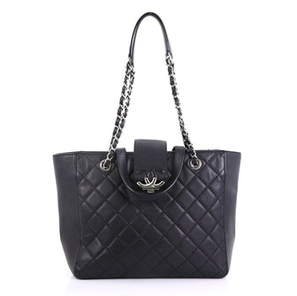Chanel CC Box Shopping Tote Quilted Caviar Small Black 4101098