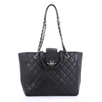 Chanel CC Box Shopping Tote Quilted Caviar Small Black 4101098