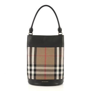 Burberry Bucket Bag House Check and Leather Brown 410111