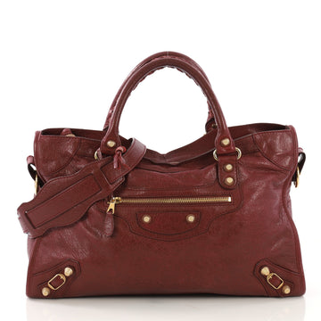 Balenciaga City Giant Studs Bag Leather Medium Red 410151