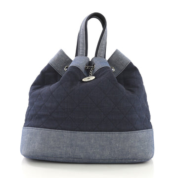 Chanel Medallion Charm Backpack Quilted Denim Blue 4103025