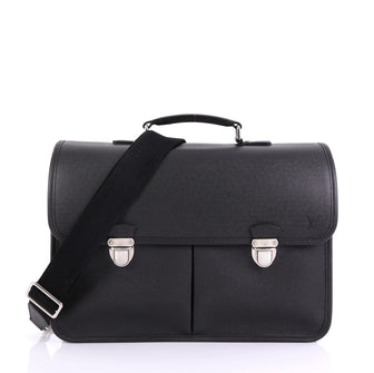 Louis Vuitton Anton Briefcase Taiga Leather Black 410302
