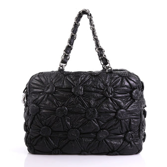 Chanel Lemarie Bowler Bag Draped Lambskin Medium Black 410303