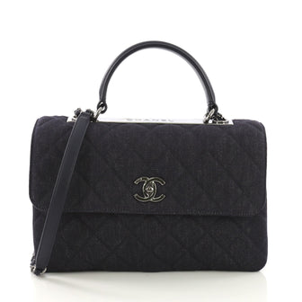 Chanel Trendy CC Top Handle Bag Quilted Denim Medium Blue 410304