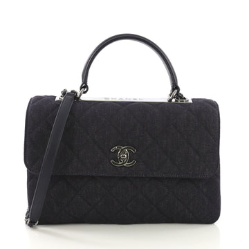 Chanel Trendy CC Top Handle Bag Quilted Denim Medium Blue 410304