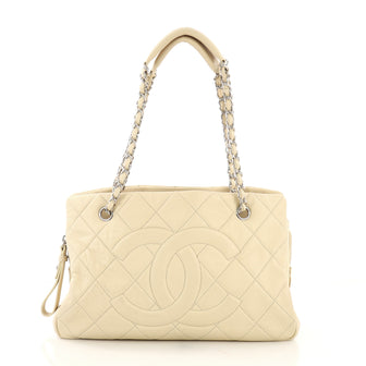 Chanel Timeless CC Shopping Tote Quilted Calfskin Medium Neutral 410308