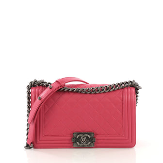 Chanel Boy Flap Bag Quilted Calfskin Old Medium Pink 410313