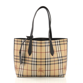 Burberry Reversible Tote Haymarket Coated Canvas and Leather 410364