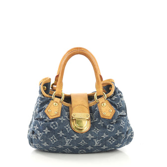 Louis Vuitton Pleaty Handbag Denim Small Blue 410411