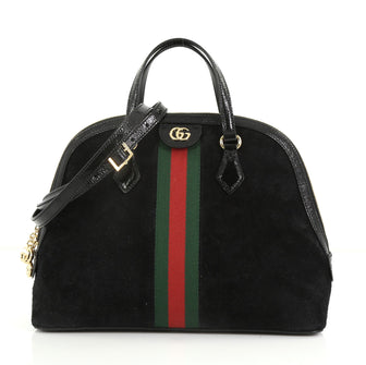 Gucci Ophidia Dome Top Handle Bag Suede Medium Black 4104216