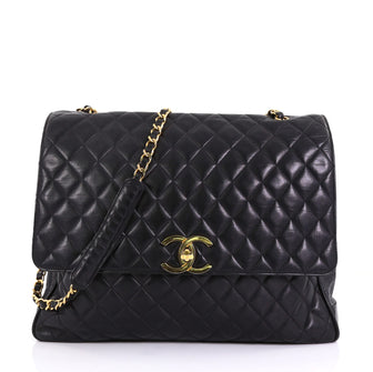 Chanel Vintage CC Chain Flap Shoulder Bag Quilted Lambskin Black 410423